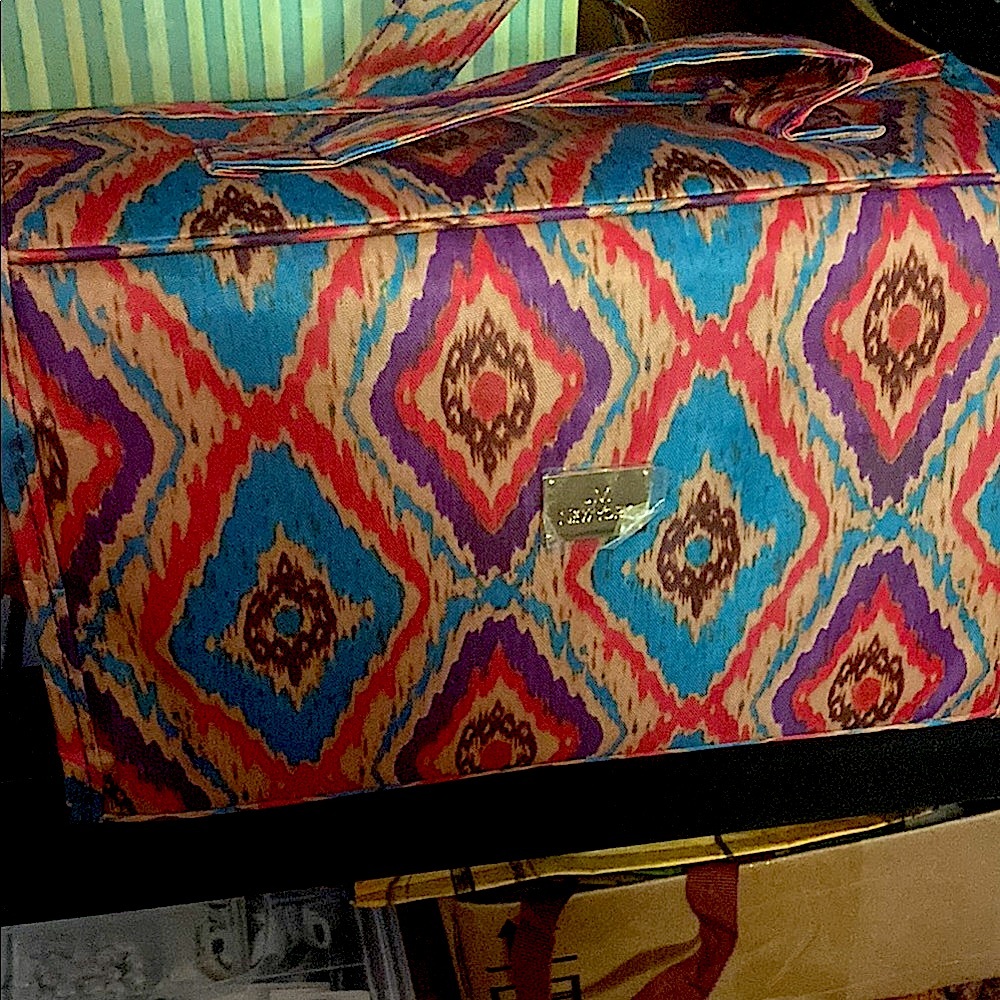 JM New York - Colorful Ikat Patterned travel makeup Bag - removable pouches -